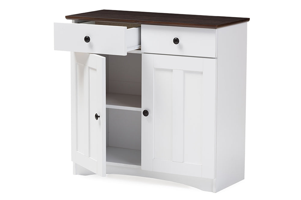Baxton Studio - Lauren Kitchen Storage Cabinet in White/Wenge - DR 883400-White/Wenge view 3
