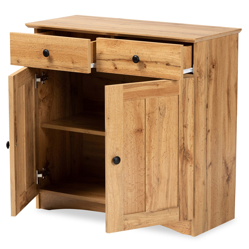 Baxton Studio - Lauren Storage Cabinet in Oak Brown/Black - DR 883400-Wotan Oak view 2