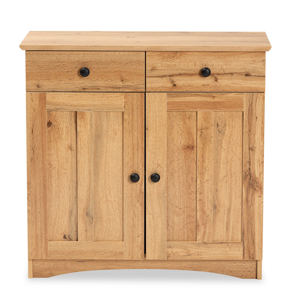 Baxton Studio - Lauren Storage Cabinet in Oak Brown/Black - DR 883400-Wotan Oak view 3