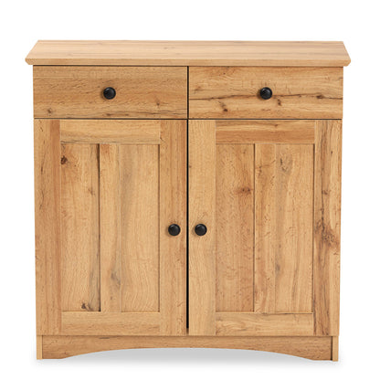 Baxton Studio - Lauren Storage Cabinet in Oak Brown/Black - DR 883400-Wotan Oak view 3