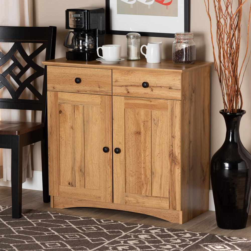 Baxton Studio - Lauren Storage Cabinet in Oak Brown/Black - DR 883400-Wotan Oak view 6