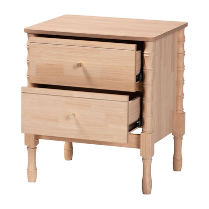 Baxton Studio - Laurent Nightstand in Beech Brown - MG9017-Beech-2DW-NS view 2