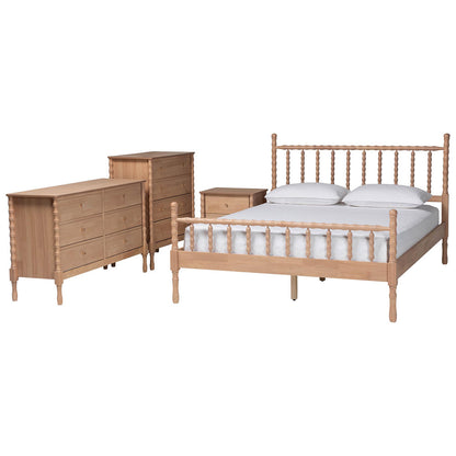 Baxton Studio - Laurent Queen Bedroom Set in Beech Brown - Candis-Beech-Queen 4PC Bedroom Set view 1