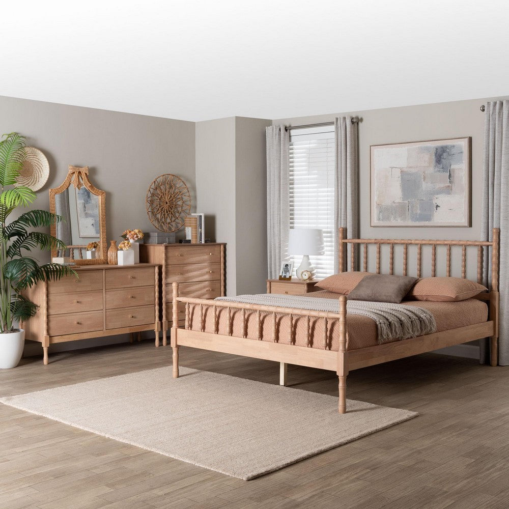 Baxton Studio - Laurent Queen Bedroom Set in Beech Brown - Candis-Beech-Queen 4PC Bedroom Set view 11