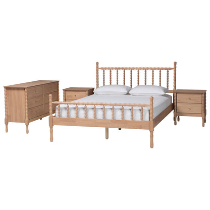 Baxton Studio - Laurent Queen Bedroom Set in Beech Brown - Femi-Beech-Queen 4PC Bedroom Set view 1
