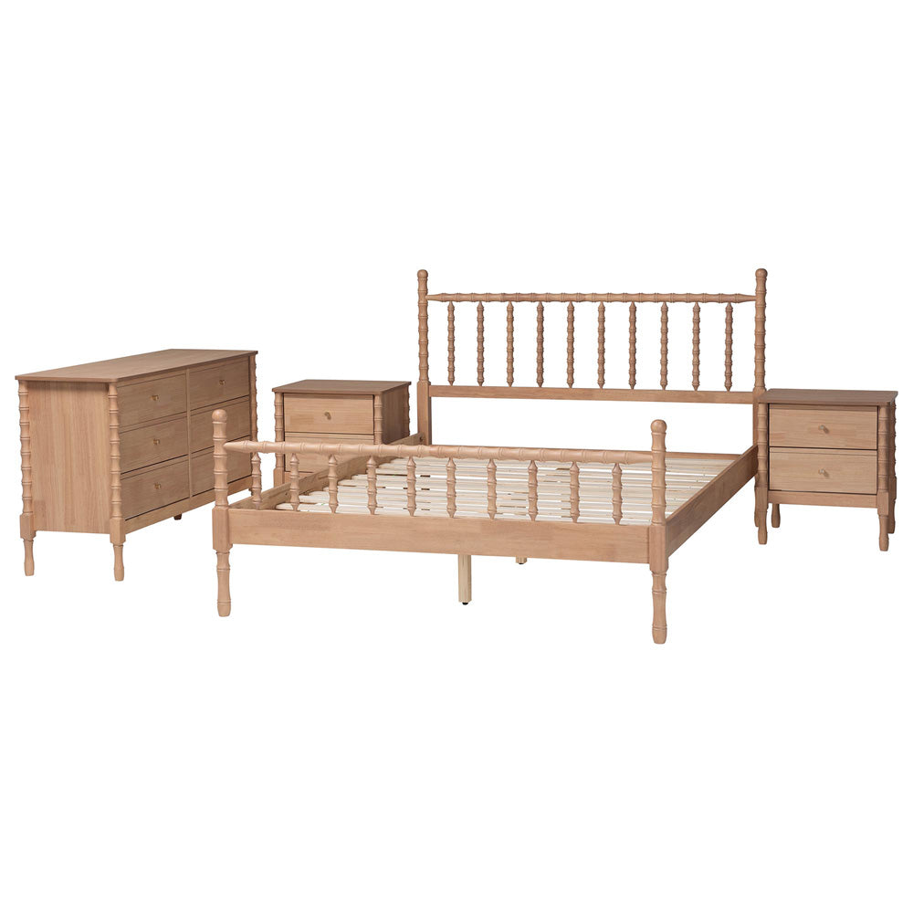Baxton Studio - Laurent Queen Bedroom Set in Beech Brown - Femi-Beech-Queen 4PC Bedroom Set view 2