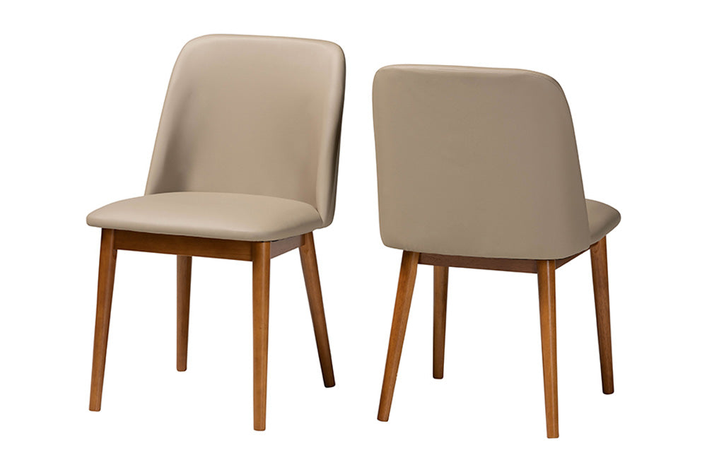 Baxton Studio - Lavin Set of 2 Dining Chairs in Walnut Light Brown/Beige - RT324-CHR view 1