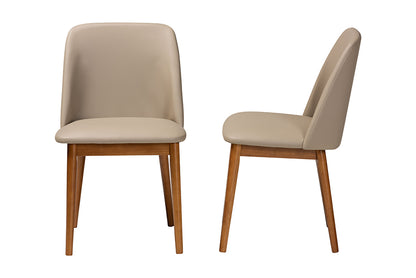 Baxton Studio - Lavin Set of 2 Dining Chairs in Walnut Light Brown/Beige - RT324-CHR view 3