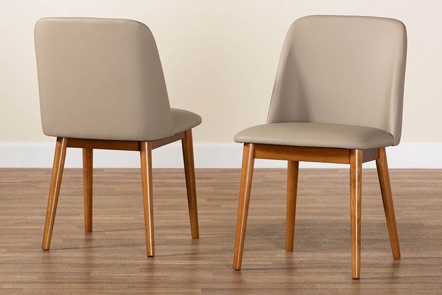 Baxton Studio - Lavin Set of 2 Dining Chairs in Walnut Light Brown/Beige - RT324-CHR view 8