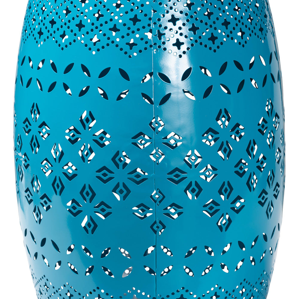 Baxton Studio - Lavinia Outdoor Side Table in Blue - H01-97938C Blue Metal Side Table view 2