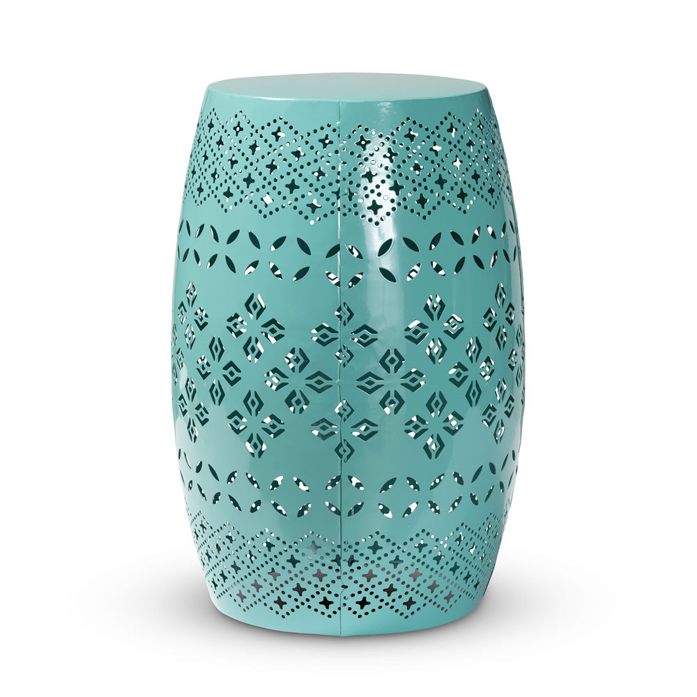 Baxton Studio - Lavinia Outdoor Side Table in Teal - H01-97939E Teal Metal Side Table view 1