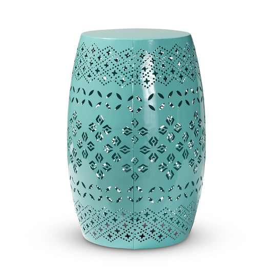 Baxton Studio - Lavinia Outdoor Side Table in Teal - H01-97939E Teal Metal Side Table view 1