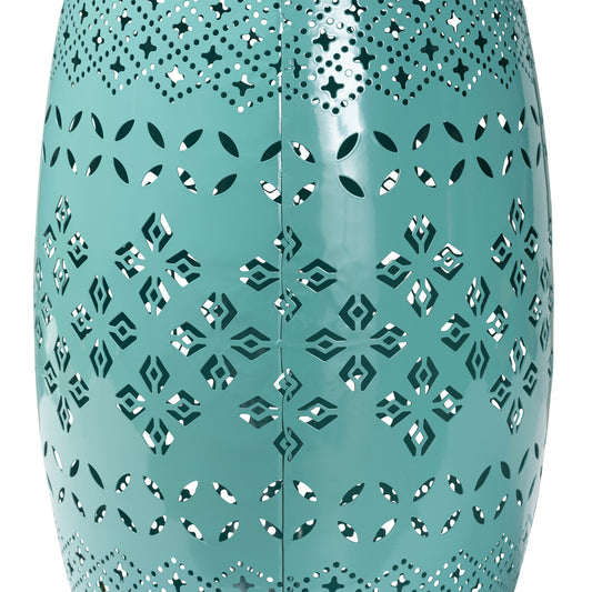 Baxton Studio - Lavinia Outdoor Side Table in Teal - H01-97939E Teal Metal Side Table view 2