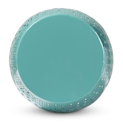 Baxton Studio - Lavinia Outdoor Side Table in Teal - H01-97939E Teal Metal Side Table view 3