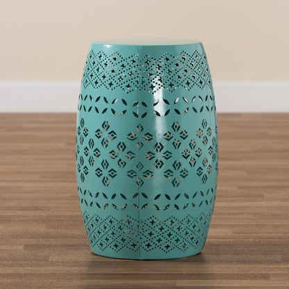 Baxton Studio - Lavinia Outdoor Side Table in Teal - H01-97939E Teal Metal Side Table view 6
