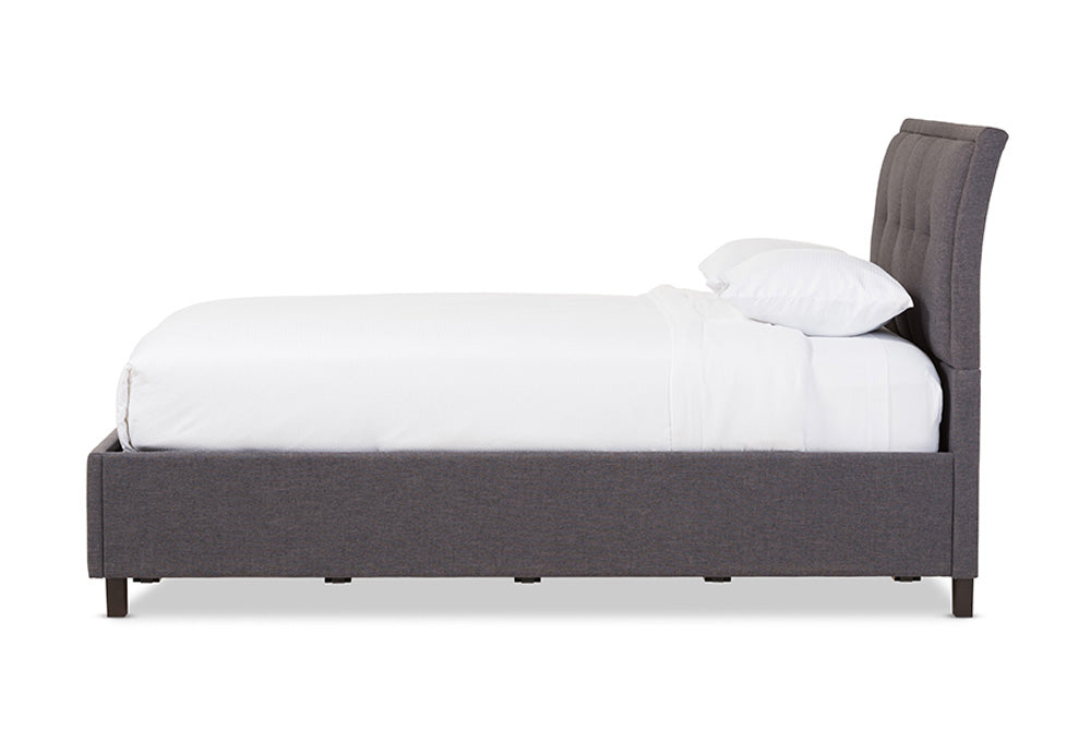 Baxton Studio - Lea Storage Bed - BBT6572-Dark Grey-Queen-Storage Bed view 3