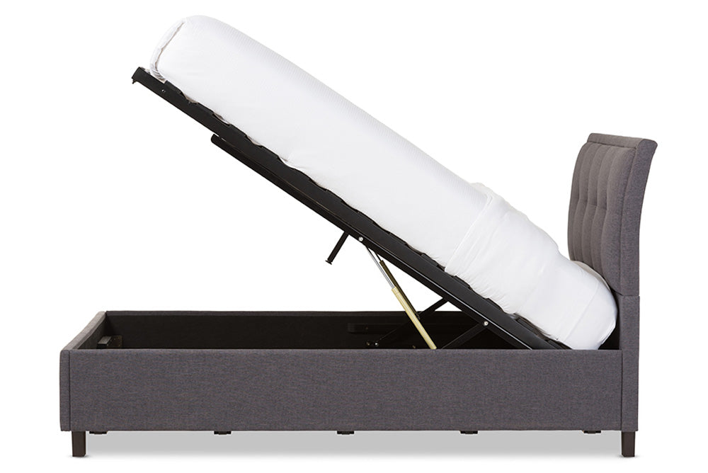 Baxton Studio - Lea Storage Bed - BBT6572-Dark Grey-Queen-Storage Bed view 4