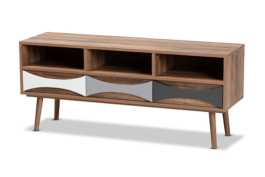 Baxton Studio - Leane TV Stand - ASP-1-Natural/White/Grey view 1
