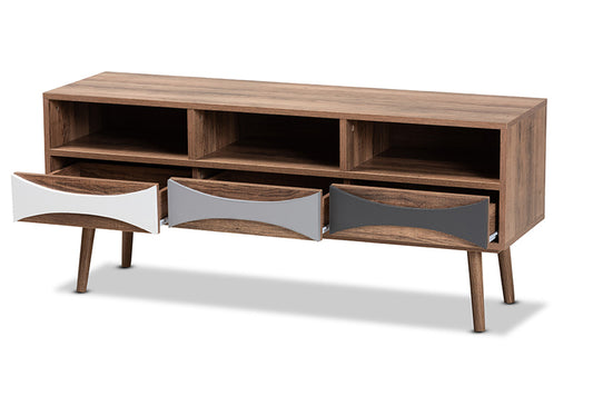 Baxton Studio - Leane TV Stand - ASP-1-Natural/White/Grey view 2