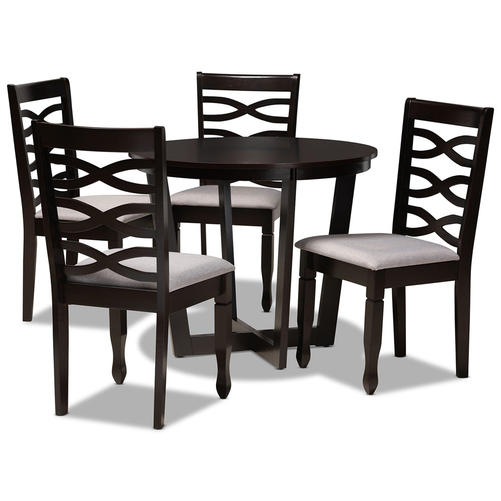 Baxton Studio - Leda Dining Set in Grey/Dark Brown - Leda-Grey/Dark Brown-5PC Dining Set view 1