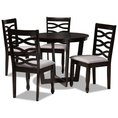 Baxton Studio - Leda Dining Set in Grey/Dark Brown - Leda-Grey/Dark Brown-5PC Dining Set view 1