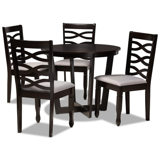 Baxton Studio - Leda Dining Set in Grey/Dark Brown - Leda-Grey/Dark Brown-5PC Dining Set view 1
