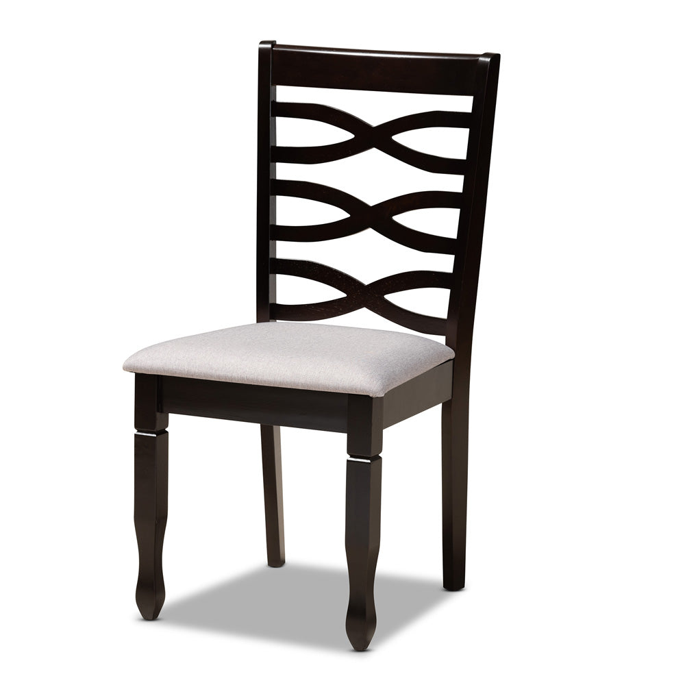 Baxton Studio - Leda Dining Set in Grey/Dark Brown - Leda-Grey/Dark Brown-5PC Dining Set view 2