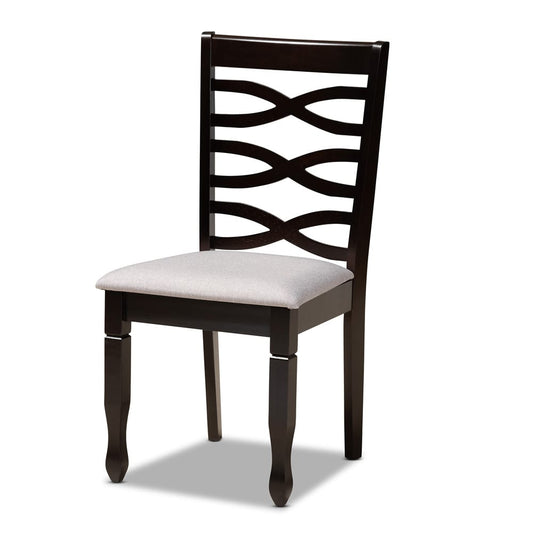 Baxton Studio - Leda Dining Set in Grey/Dark Brown - Leda-Grey/Dark Brown-5PC Dining Set view 2