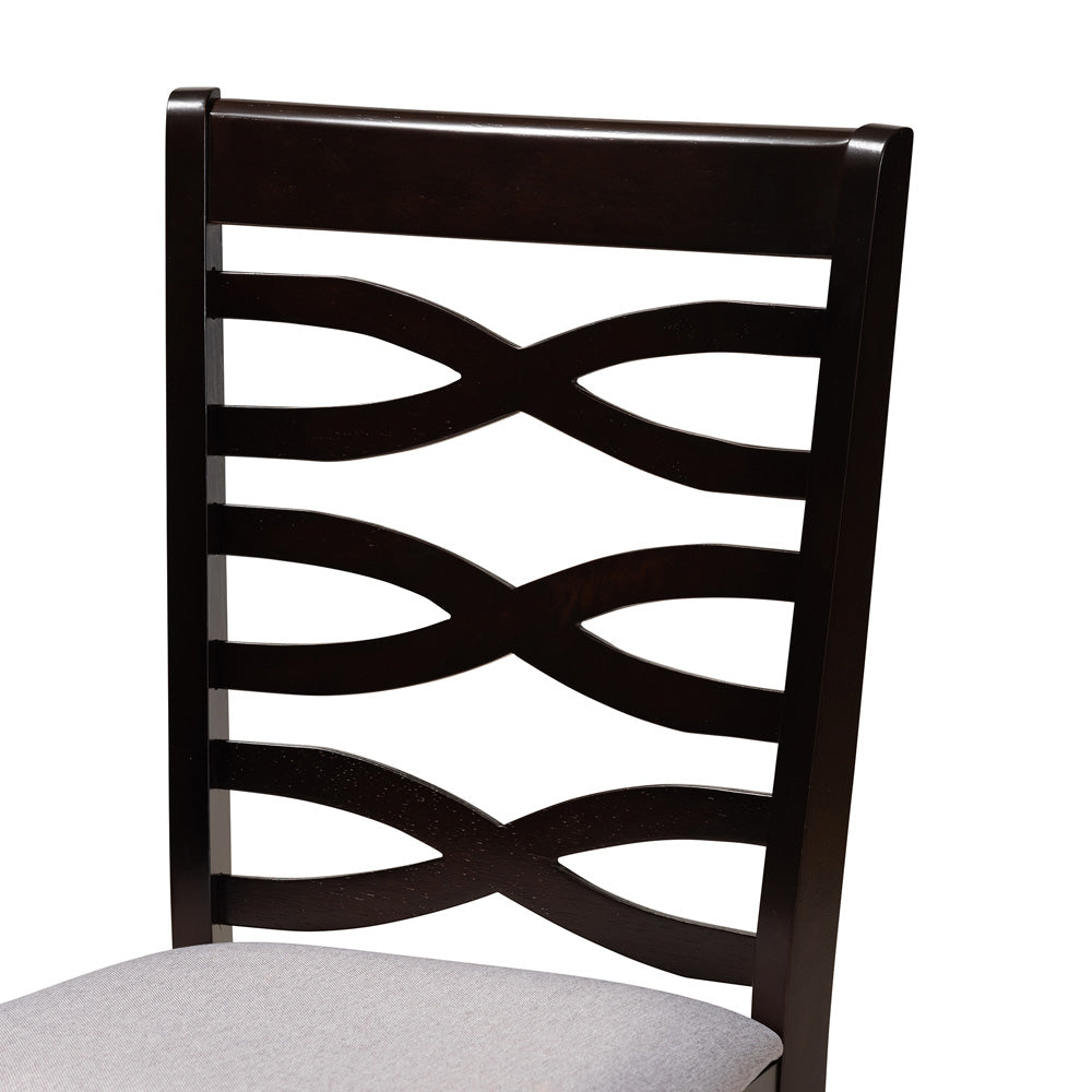 Baxton Studio - Leda Dining Set in Grey/Dark Brown - Leda-Grey/Dark Brown-5PC Dining Set view 5