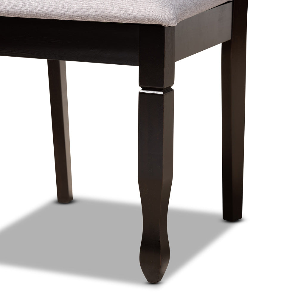 Baxton Studio - Leda Dining Set in Grey/Dark Brown - Leda-Grey/Dark Brown-5PC Dining Set view 6