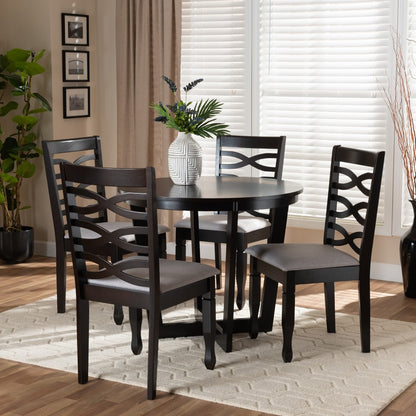 Baxton Studio - Leda Dining Set in Grey/Dark Brown - Leda-Grey/Dark Brown-5PC Dining Set view 7