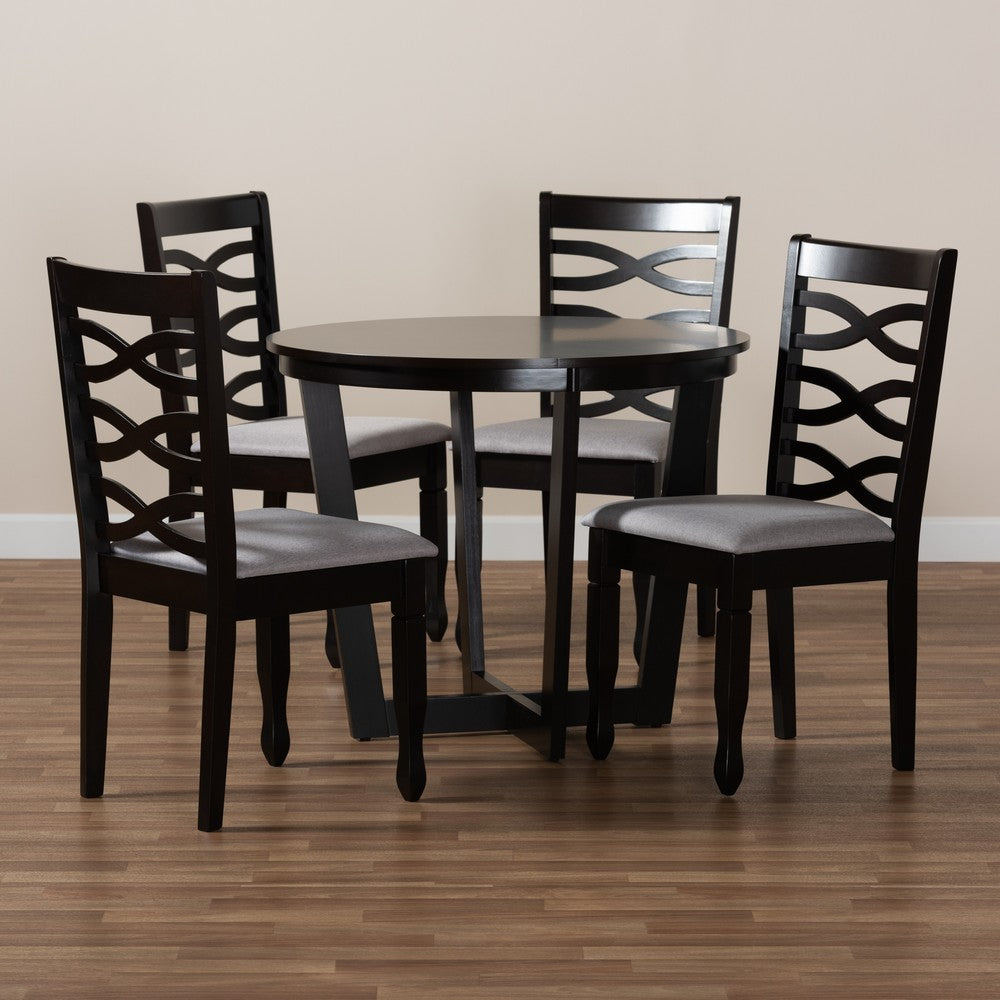 Baxton Studio - Leda Dining Set in Grey/Dark Brown - Leda-Grey/Dark Brown-5PC Dining Set view 8
