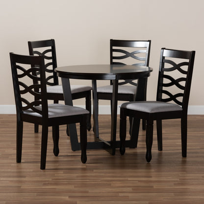 Baxton Studio - Leda Dining Set in Grey/Dark Brown - Leda-Grey/Dark Brown-5PC Dining Set view 8
