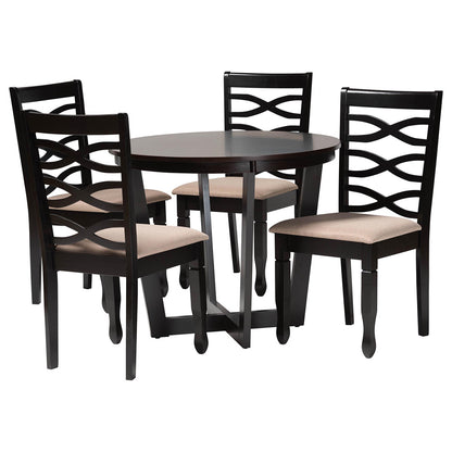 Baxton Studio - Leda Dining Set in Sand/Dark Brown - Leda-Sand/Dark Brown-5PC Dining Set view 1