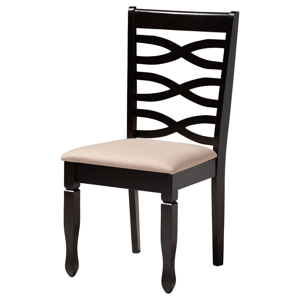 Baxton Studio - Leda Dining Set in Sand/Dark Brown - Leda-Sand/Dark Brown-5PC Dining Set view 2