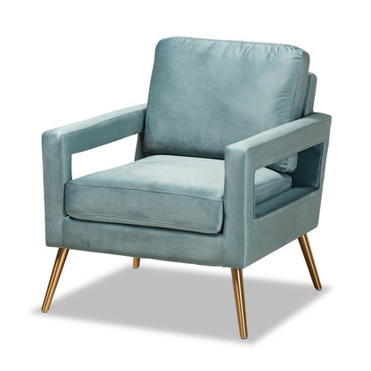 Baxton Studio - Leland Chair in Light Blue/Gold - TSF-6729-Light Blue/Gold-CC view 1