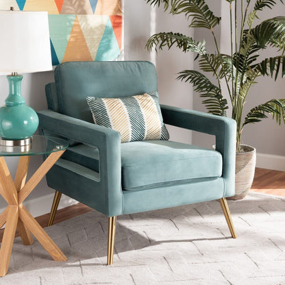 Baxton Studio - Leland Chair in Light Blue/Gold - TSF-6729-Light Blue/Gold-CC view 7