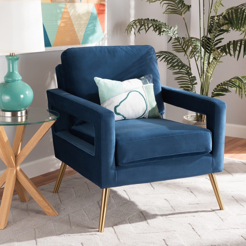 Baxton Studio - Leland Chair in Navy Blue/Gold - TSF-6729-Navy Blue/Gold-CC view 7
