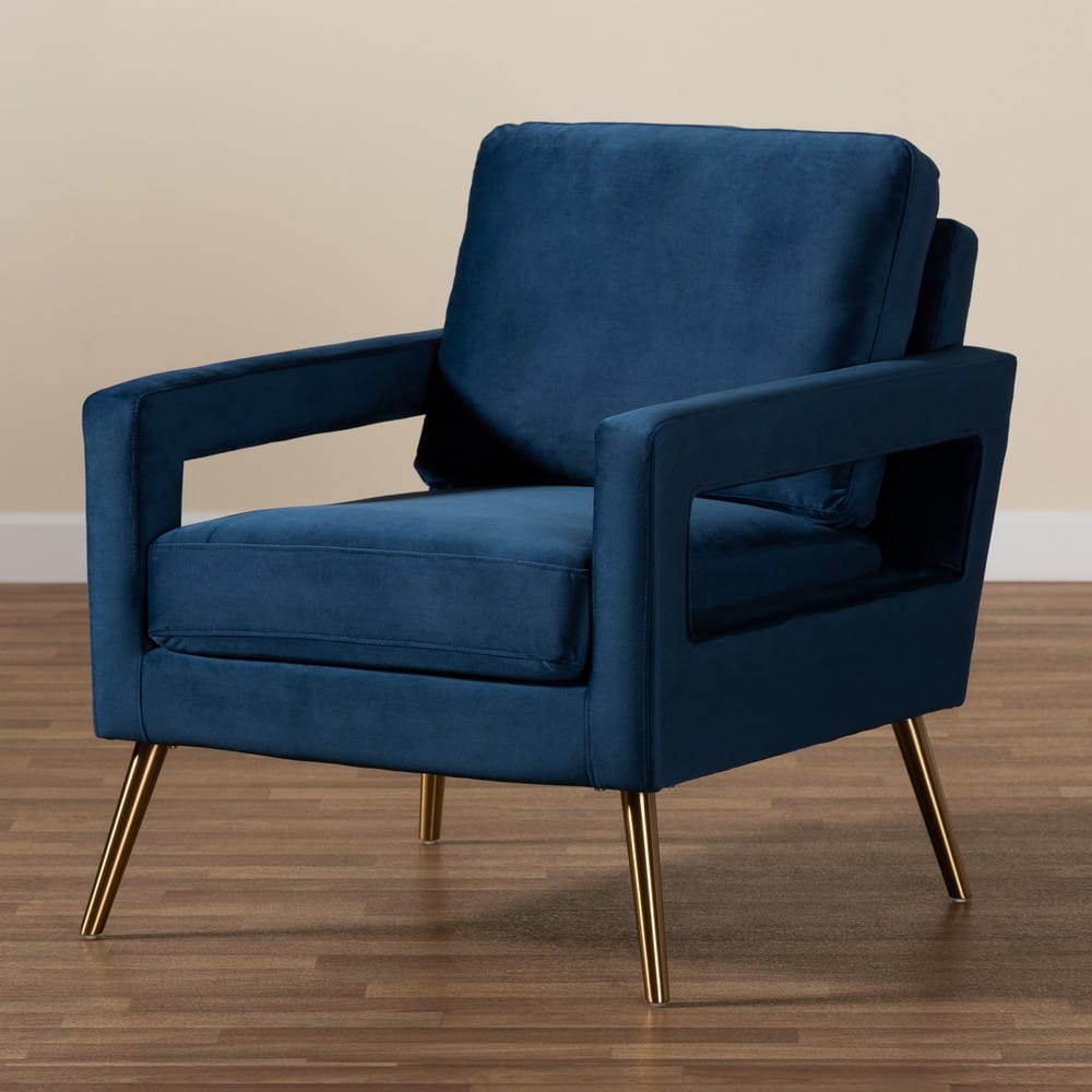 Baxton Studio - Leland Chair in Navy Blue/Gold - TSF-6729-Navy Blue/Gold-CC view 8