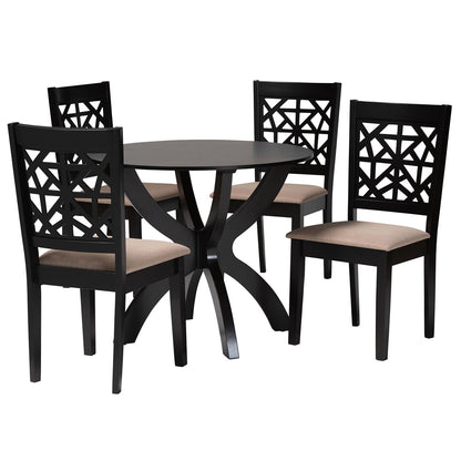 Baxton Studio - Lena Dining Set in Beige/Dark Brown - Lena-Sand/Dark Brown-5PC Dining Set view 1