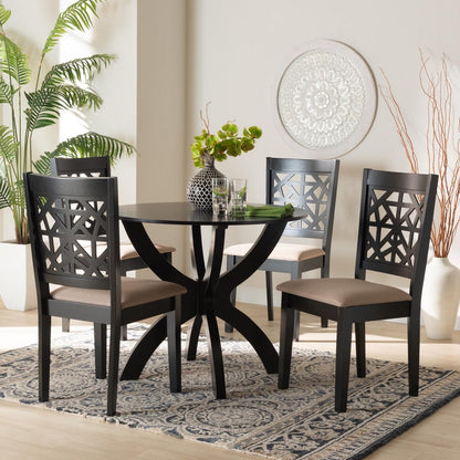 Baxton Studio - Lena Dining Set in Beige/Dark Brown - Lena-Sand/Dark Brown-5PC Dining Set view 8