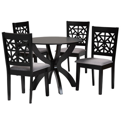 Baxton Studio - Lena Dining Set in Grey/Dark Brown - Lena-Grey/Dark Brown-5PC Dining Set view 1