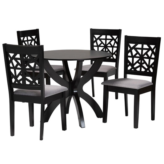 Baxton Studio - Lena Dining Set in Grey/Dark Brown - Lena-Grey/Dark Brown-5PC Dining Set view 1