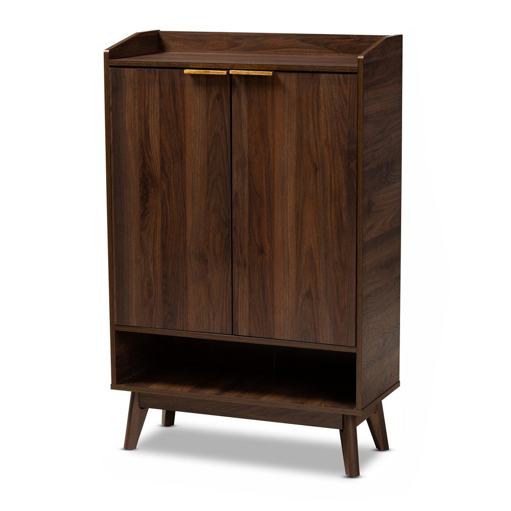 Baxton Studio - Lena Shoe Cabinet in Walnut - LV4SC4150WI-Columbia-Shoe Cabinet view 1