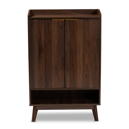 Baxton Studio - Lena Shoe Cabinet in Walnut - LV4SC4150WI-Columbia-Shoe Cabinet view 2