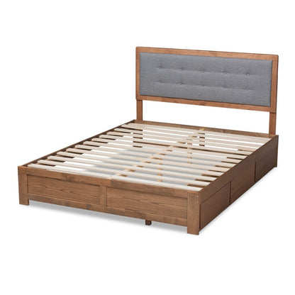 Baxton Studio - Lene King Size Bed in Ash walnut/grey - Lene-Dark Grey/Ash Walnut-King view 4