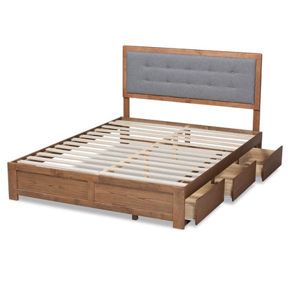 Baxton Studio - Lene King Size Bed in Ash walnut/grey - Lene-Dark Grey/Ash Walnut-King view 5