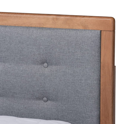Baxton Studio - Lene King Size Bed in Ash walnut/grey - Lene-Dark Grey/Ash Walnut-King view 6