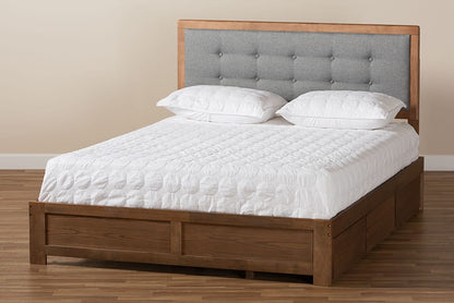 Baxton Studio - Lene King Size Bed in Ash walnut/grey - Lene-Dark Grey/Ash Walnut-King view 10