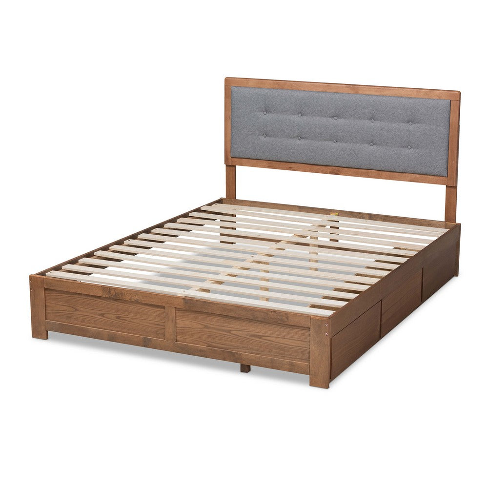 Baxton Studio - Lene Queen Size Bed in Ash walnut/grey - Lene-Dark Grey/Ash Walnut-Queen view 4